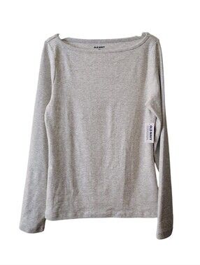 Old Navy Heather Gray Boatneck Snug Long Sleeve Top